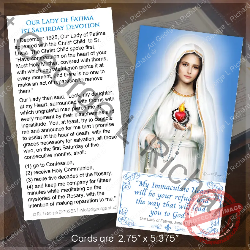 Our Lady of Fatima Immaculate Heart of Mary Bookmark Call to 1st Saturday Devotions