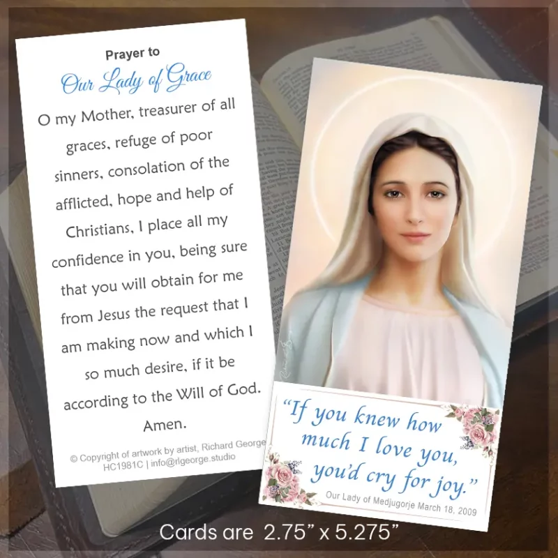 Our Lady of Tihalijna Medjugorje Book Mark Prayer Card display image