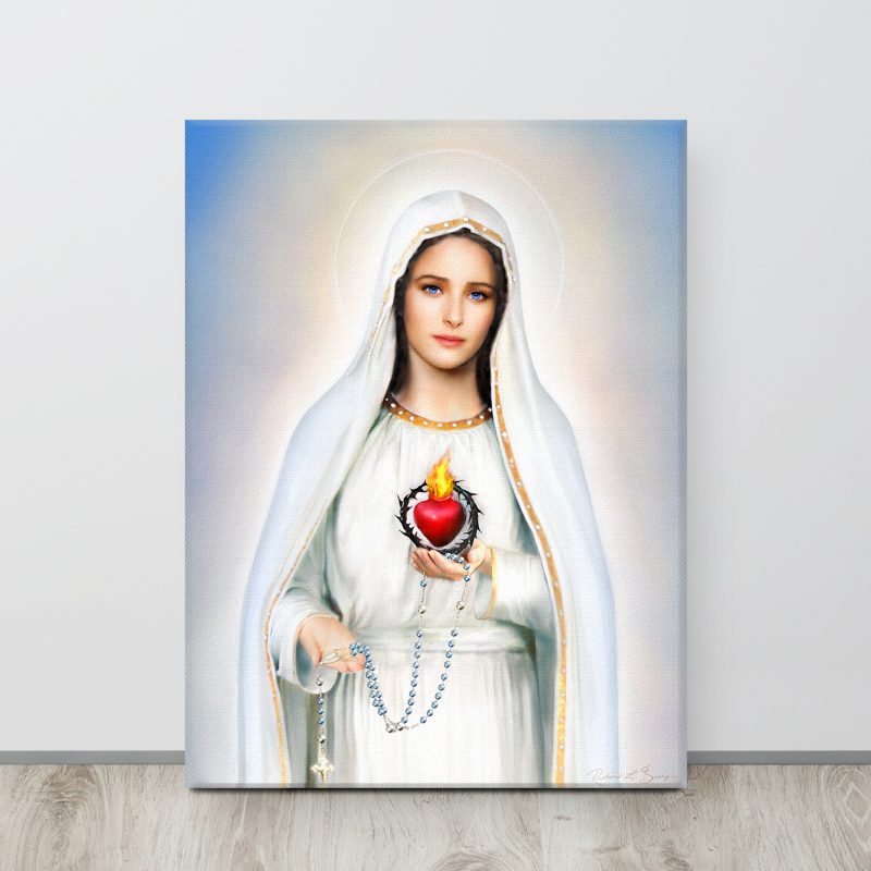 Our Lady of Fatima Immaculate Heart Blue Eyes canvas Display Image