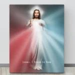 This is The Divine Mercy Image by artist Richard L George pictured here as a canvas print