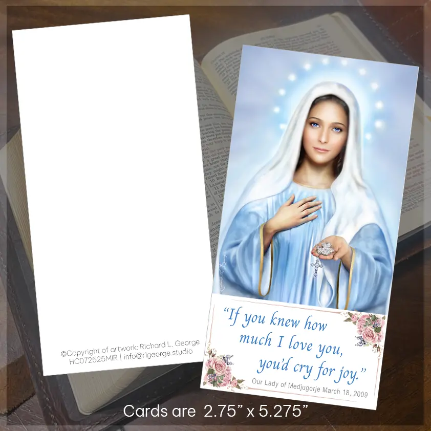 Medjugorje Book Mark Blank Back of Card Display imge