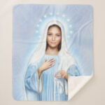 Our Lady of Medjugorje Sherpa Blanket Front
