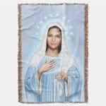 Our Lady of Medjugorje Woven Throw Blanket