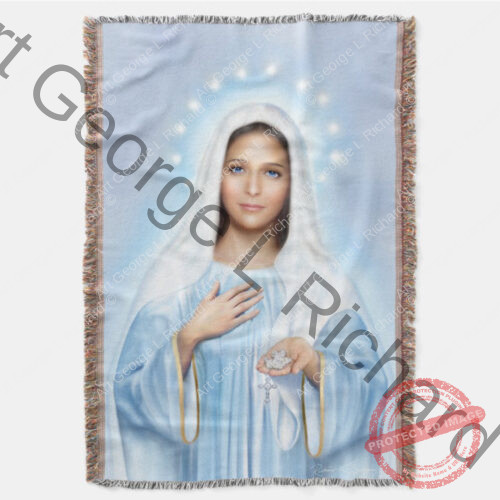 Our Lady of Medjugorje Woven Throw Blanket