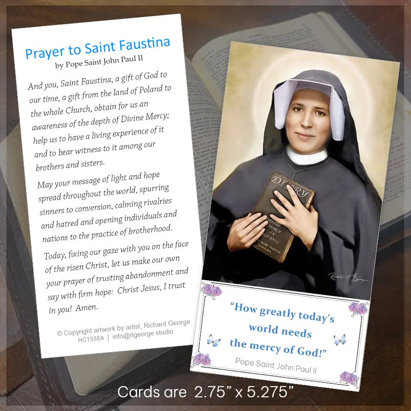 Saint Faustina Book Mark Prayer Card Image