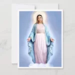 Our Lady of Medjugorje-Our Lady of Grace Full Image with Brown Eyes Note Card Front Display Image