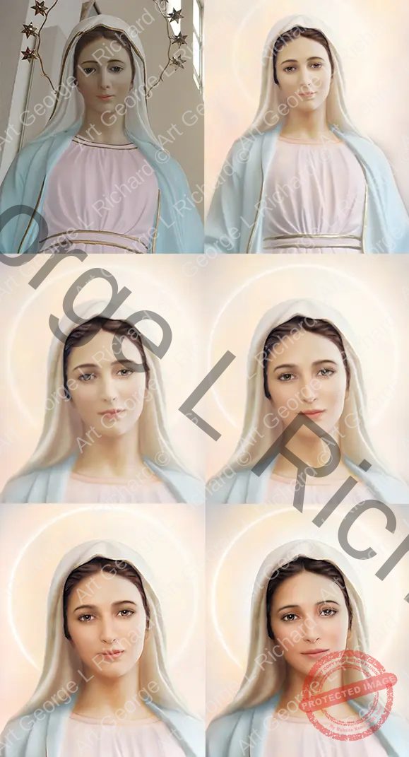 6 stages of the painting Our Lady of Tihaljina-Medjugorje
