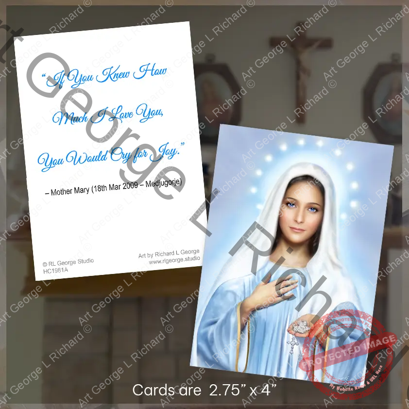 Our Lady of Medjugorje Message Prayer Card Display Card Back