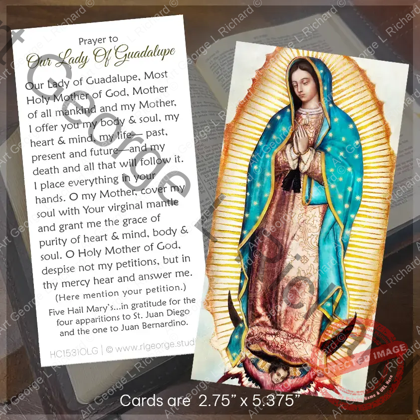 Our Lady of Guadalupe FULL Image Bookmark Holy Card Display Image