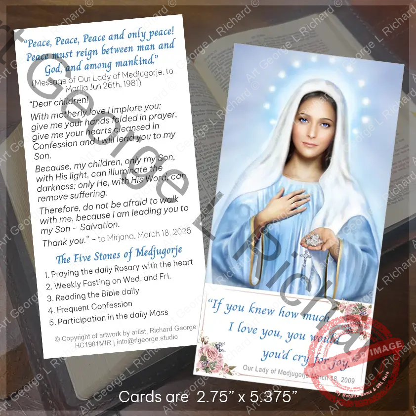 Our Lady of Medjugorje Message Book Mark Card display image
