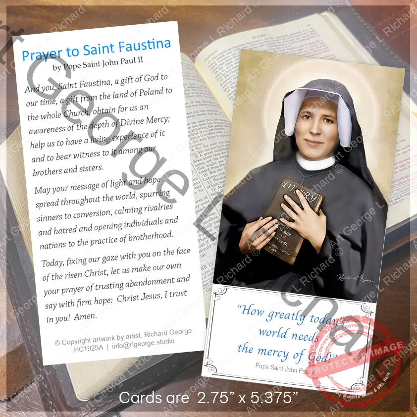 Saint Faustina Bookmark Prayer Card Display Image