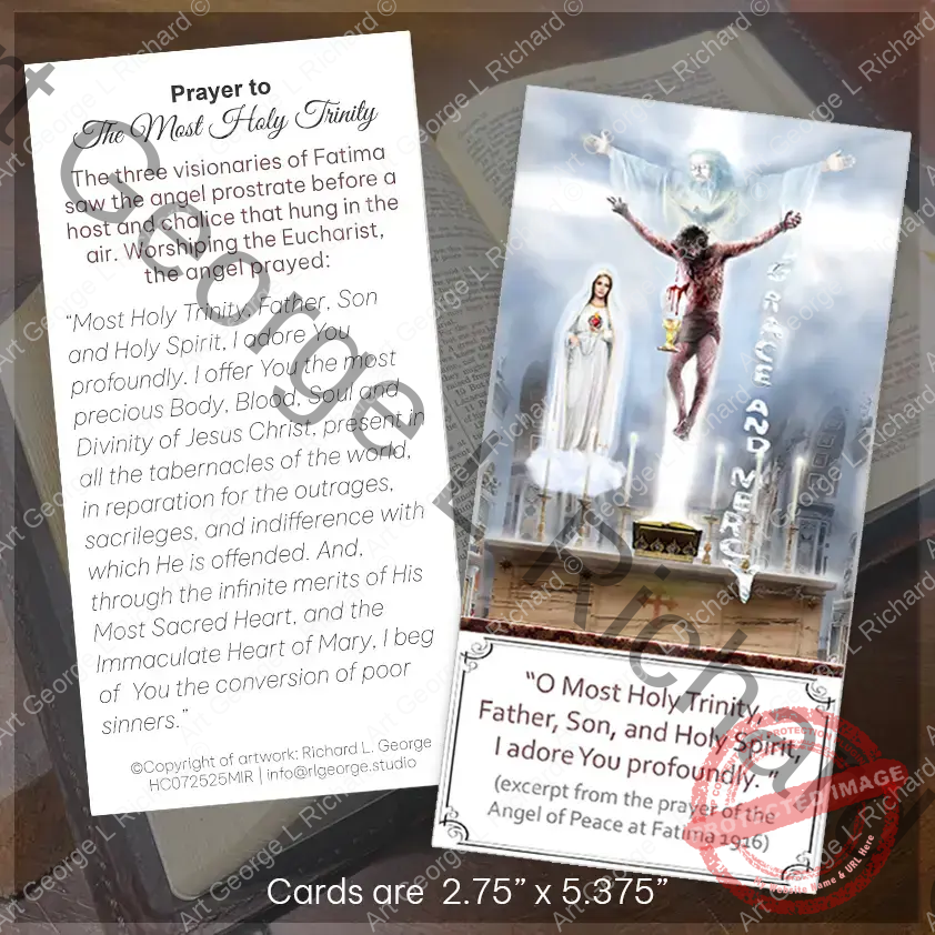 The Most Holy Trinity according to the Vision of Sr Lucia Bookmark Fatima Prayer Card Display Image