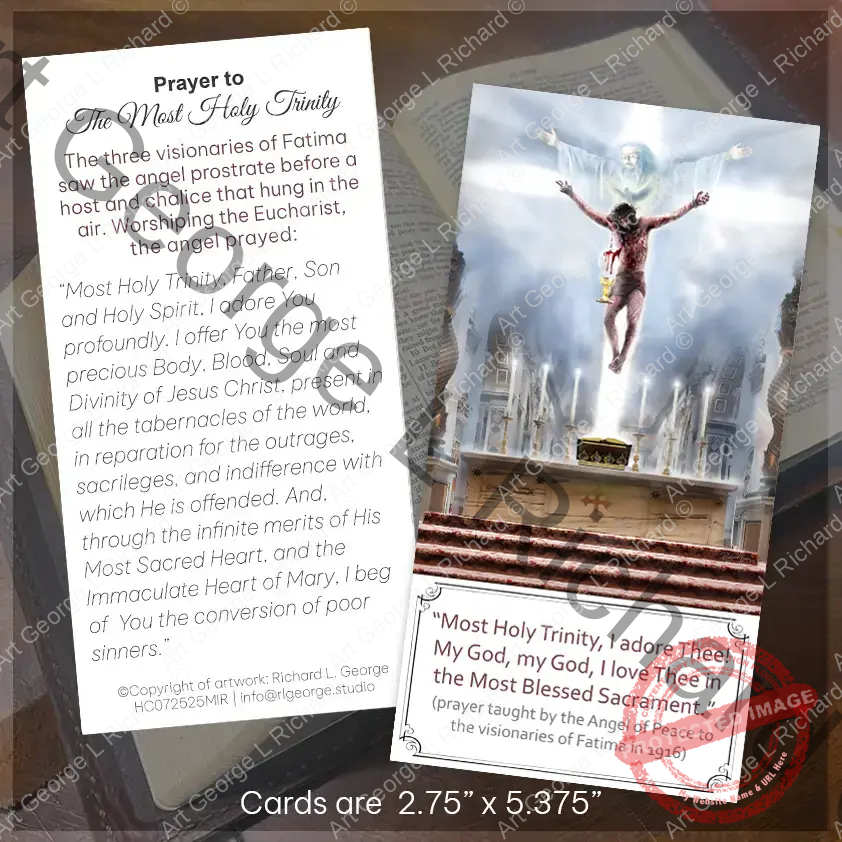 The Most Holy Trinity of the Most Blessed Sacrament Bookmark Prayer Card Display Image