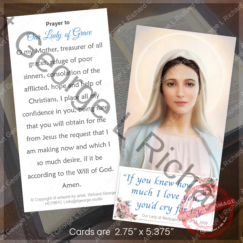 Our Lady of Tihalijna Bookmark Card Our Lady of Grace Brown Eyes