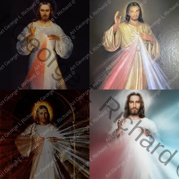 Collage of the Divine Image of Divine Mercy - 4 Images