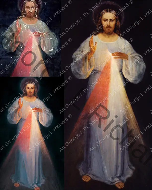Collage of the Vilinus Image of Divine Mercy - 3 photographs