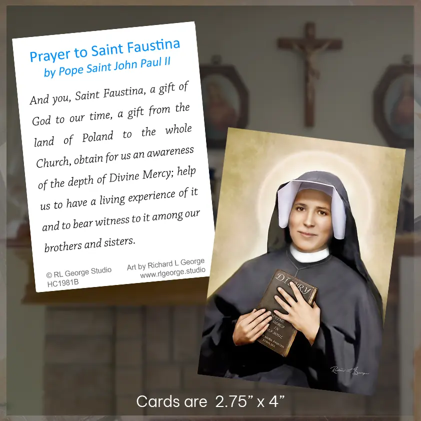 Saint Faustina Prayer Card Display Image