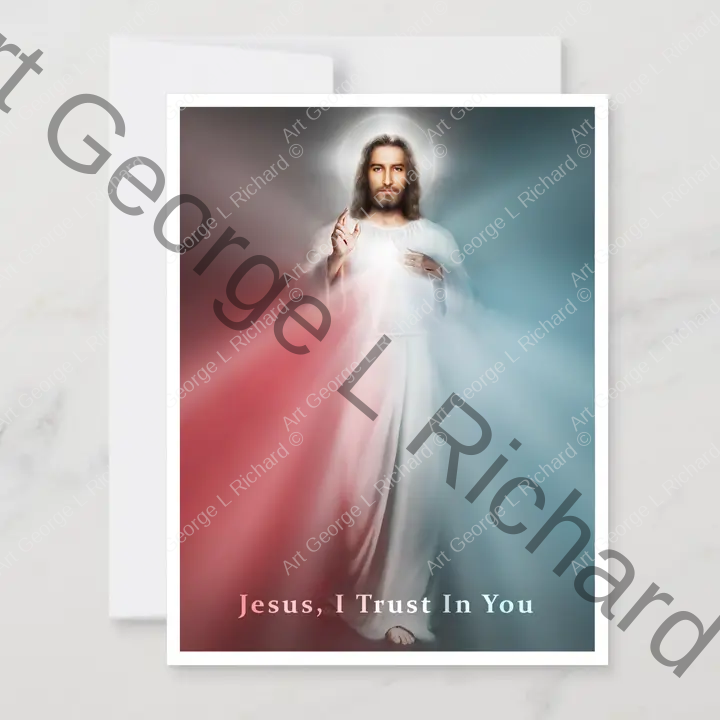 The Divine Mercy Image of Jesus Note Card with the Full Image display