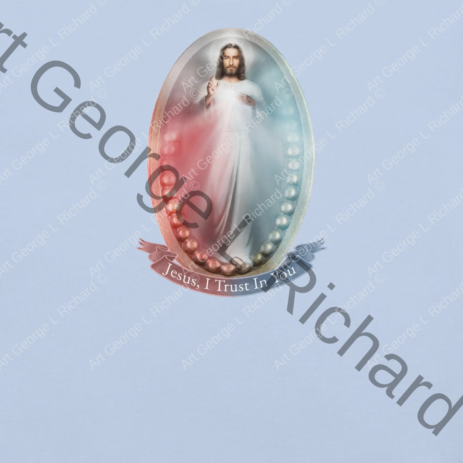 The Divine Mercy Image on baby-blue-front