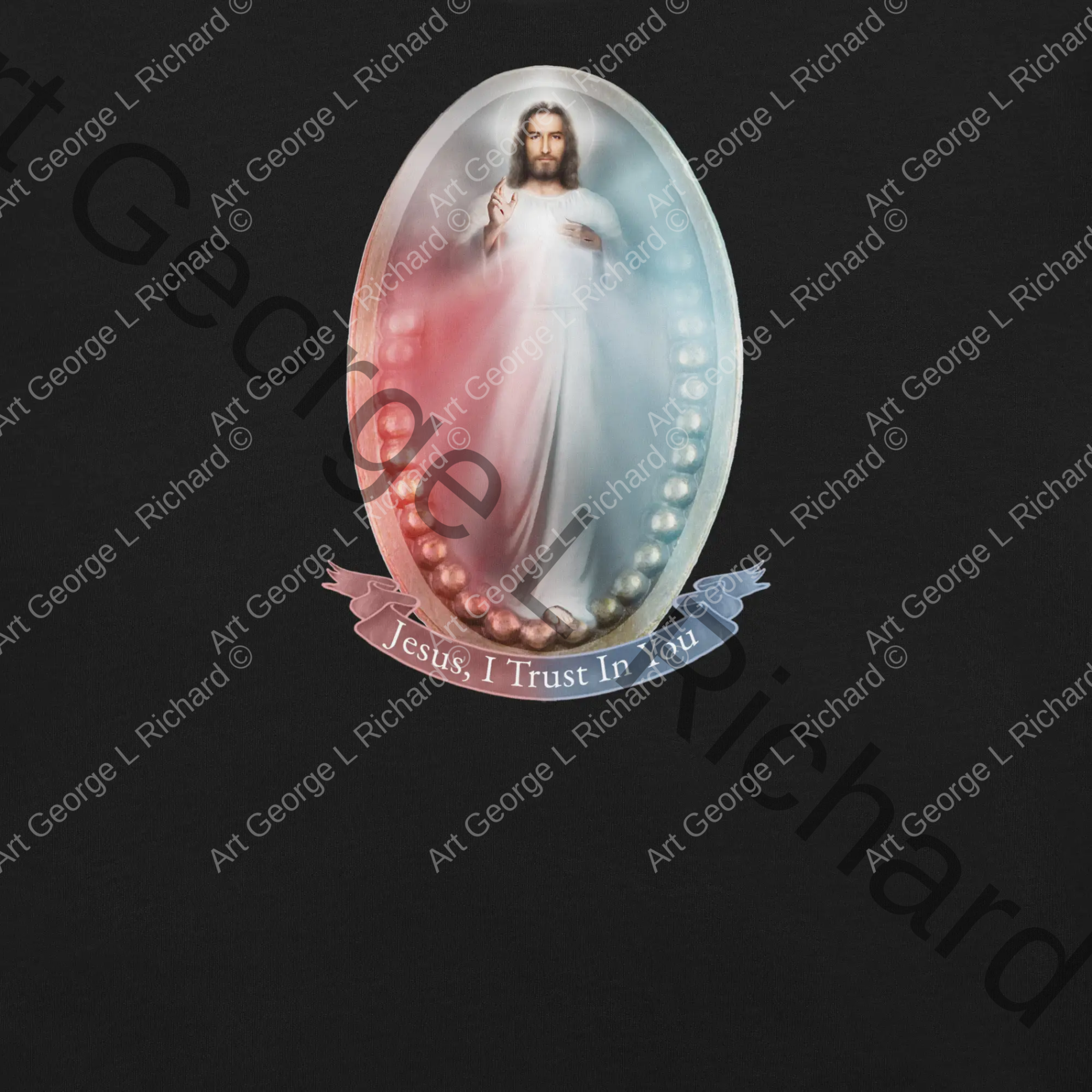 Picture of The Divine Mercy Image on a t-shirt-black