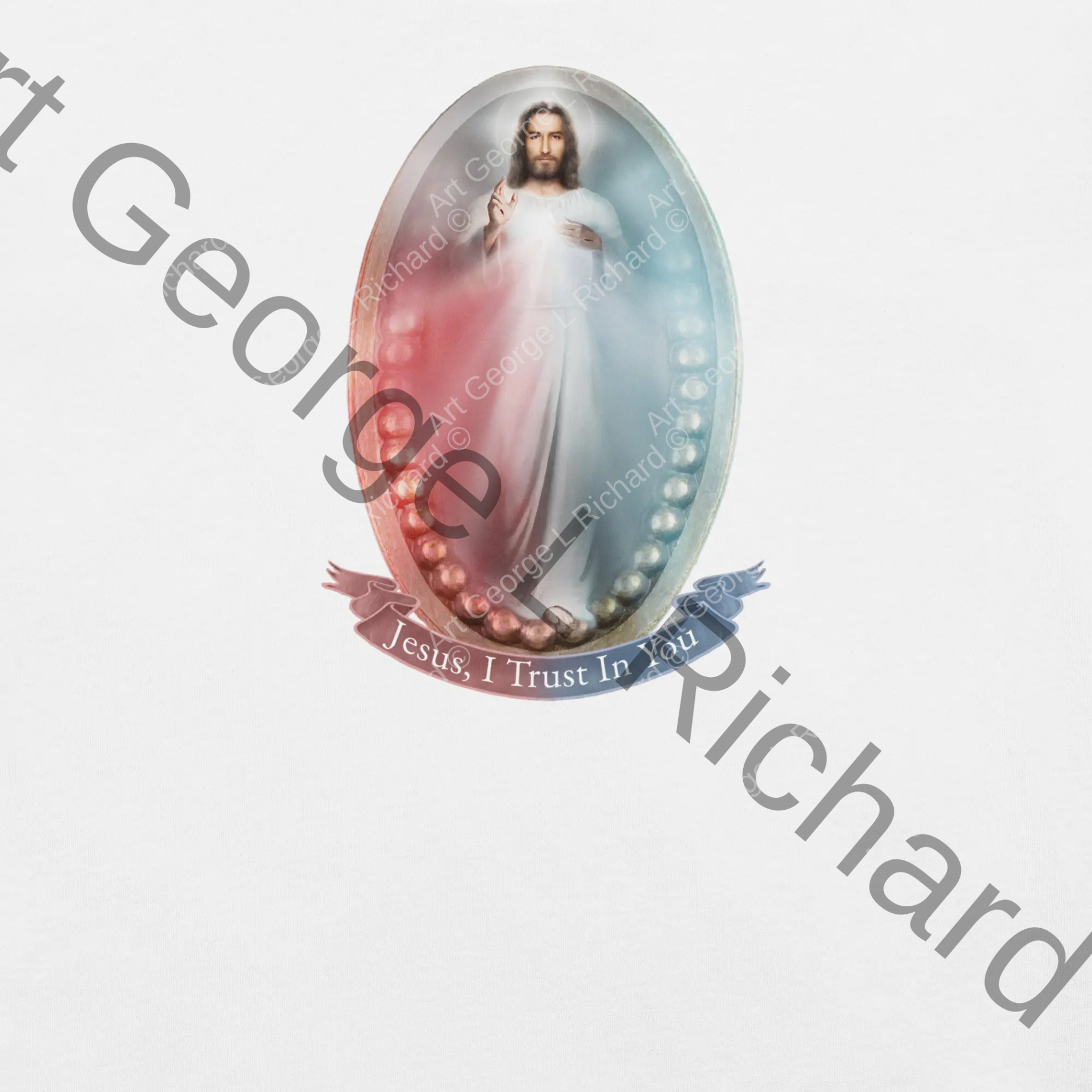 Picture of The Divine Mercy Image on a t-shirt-white